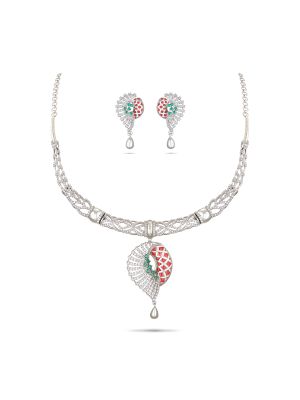 Stunning Silver Necklace Set-hover