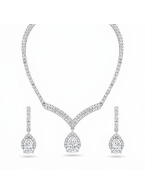 Bridal Silver Stone Jewelry Set-hover