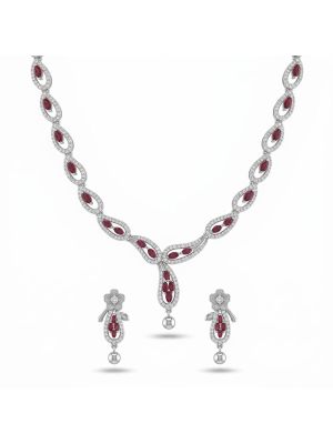 Bridal Silver Stone Jewelry Set-hover