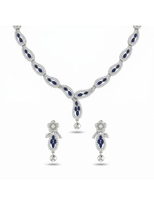 Bridal Silver Stone Jewelry Set-hover