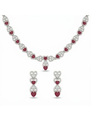 Silver Heartin Stone Jewelry Set-hover