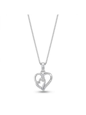 Classic Heart Pendant Silver Chain-hover