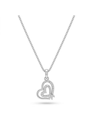 Classic Heart Pendant Silver Chain-hover