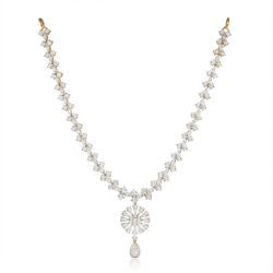 Sunburst Pendant Teardrop Diamond Necklace