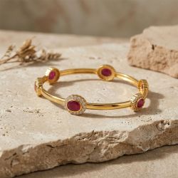 Classy Ruby Halo Diamond Bangle