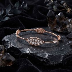 Classic Floral Rose Diamond Bangle