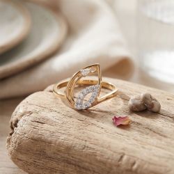 Modern Leaf Contour Diamond Ring