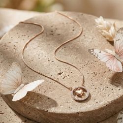 Floating Heart Rose Diamond Pendant