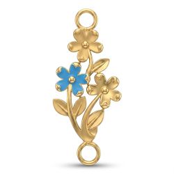 22k Gold Blue Enamel Floral Mugappu for Thali Chain