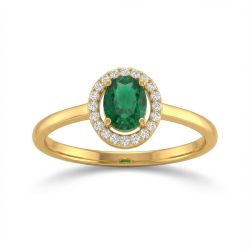 Classic Emerald Gold Band Ring 