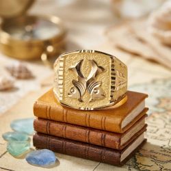 Pisces Signet Gents Gold Ring