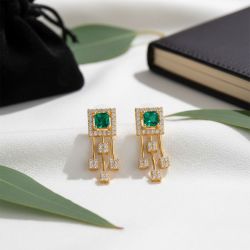 Royal Emerald Gold Earrings