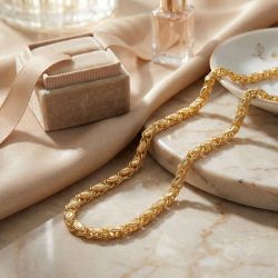 Fancy Leaf Cutting Gold Chain