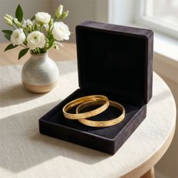 Modern Diamond Pattern Gold Bangles