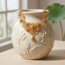 Trendy Floral Drops Gold Necklace