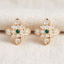 Sovereign Stones Cluster Gold Stud Earrings