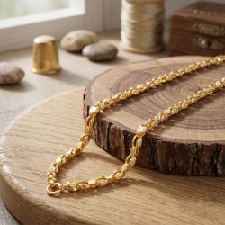 Contemporary Leaf Textured Gold Chain