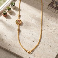 Antique Flower Mugappu Gold Chain