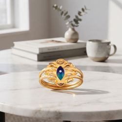 Modern Paisley Enamel Gold Ring