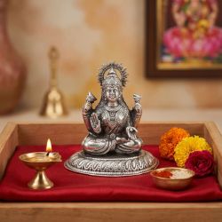 Goddess Hollow Lakshmi Silver Idol