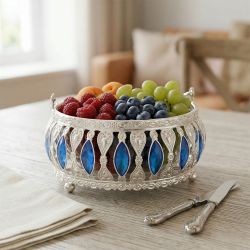 Classic Blue Enamel Basket With Handler