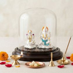 Classic Lakshmi Ganesh Silver Idol