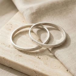 Laser Engraved Silver Bangle with Hatch Pattern