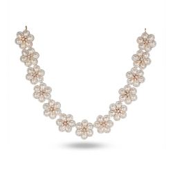 Vintage Floral Rose Diamond Necklace-hover
