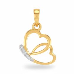 Exquisite Dual Heart Gold Diamond Pendant-hover