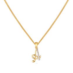 Diamond-Alphabet Gold Pendant -hover