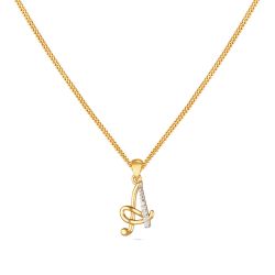 Diamond-Alphabet Gold Pendant -hover