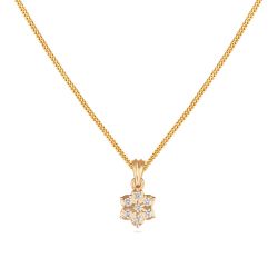 Symmetric Gold Diamond Floral Pendant -hover