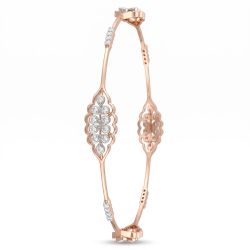 Elegant Floral Rose Diamond Bangle-hover