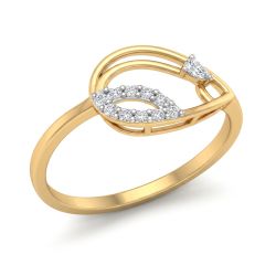 Modern Leaf Contour Diamond Ring-hover
