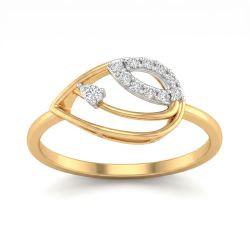 Graceful Leaf Contour Pear Diamond Ring-hover