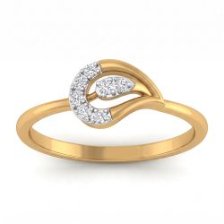 Leaf Paisley Wave Diamond Ring-hover