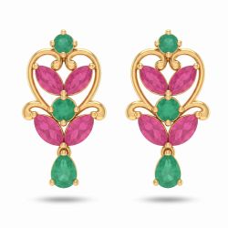 Radiant Ruby Botanical Diamond Drop Earrings-hover