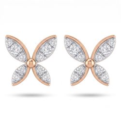 Radiant Petal Quad Diamond Stud Earrings-hover
