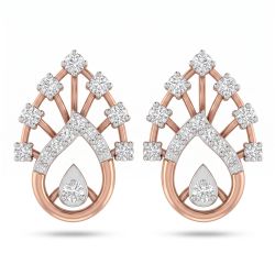 Majestic Teardrop Rose Diamond Stud Earrings-hover