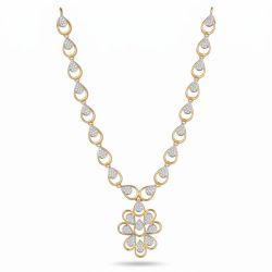 Teardrop Loop Floral Diamond Gold Necklace-hover