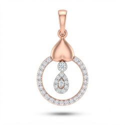 Heart Topped Rose Diamond Pendant-hover