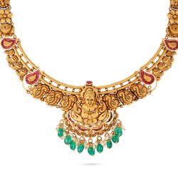 Antique Lakshmi Pendant Necklace-hover