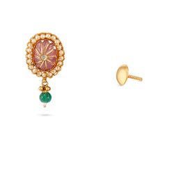 Emerald Drop Floral Pearl Earrings-hover