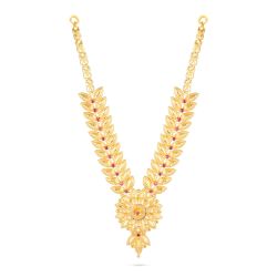 Kerala Blossom Leaf Necklace-hover
