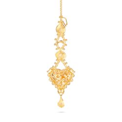 Gold Heart Motif Nethichudi with Drops-hover