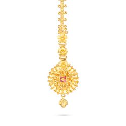 Gold Bridal Nethichudi with Drops-hover