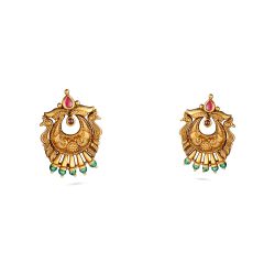 Antique Mayil Stud with Emerald Drops-hover