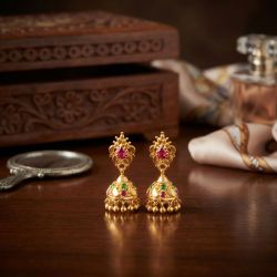 Floral Multicolor Stone Gold Jhumka-hover