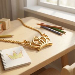 Elegant Crown Kids Gold Necklace-hover