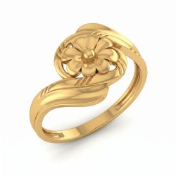 Petal Sculpture Ladies Casting Golden Ring-hover